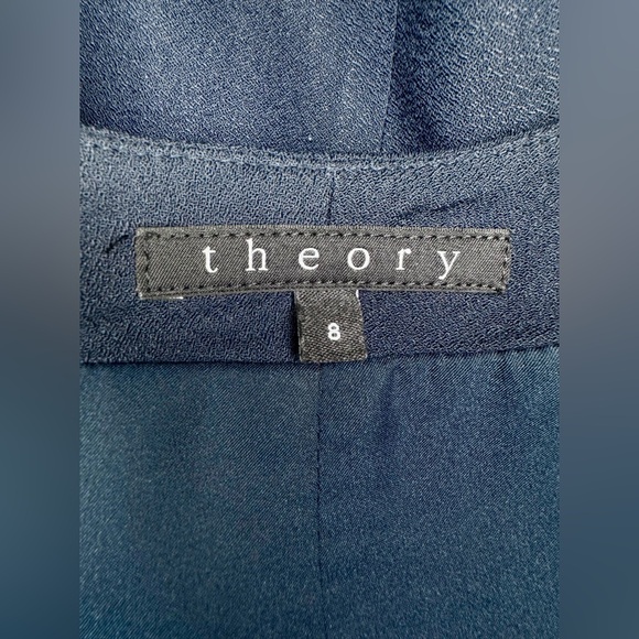 THEORY Navy Blue Collarless Blazer‎ Women’s Size 8 - Picture 3 of 7